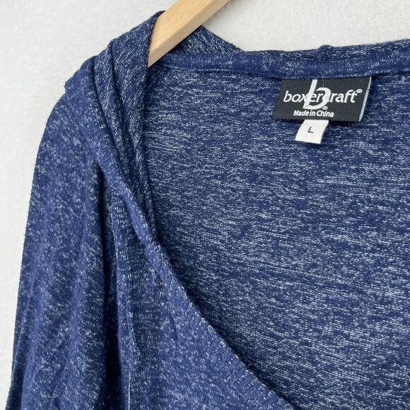 CHATAM Hoodie Top Womens L CAPE COD Nantucket Mass V-Neck Pullover Melange Blue - Picture 7 of 14